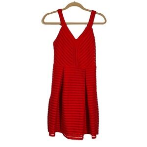 Express V-Neck Mini Dress Red Fit & Flare Size 6
